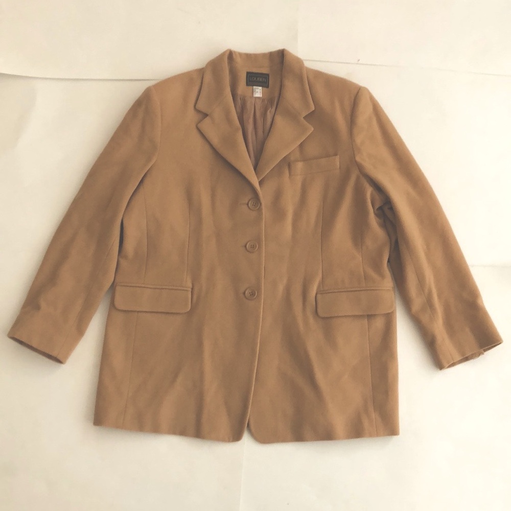 Louben 18 Jacket Coat Camel Wool Cashmere Buttons 3 Pockets Excellent Condition
